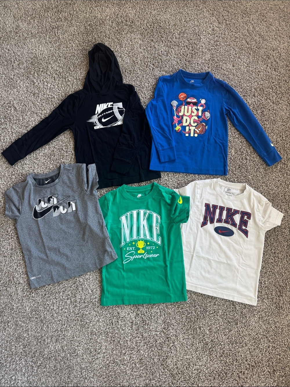 Nike Kids Graphic Tee & Hoodie Bundle - Black, Blue, Gray, Green, White